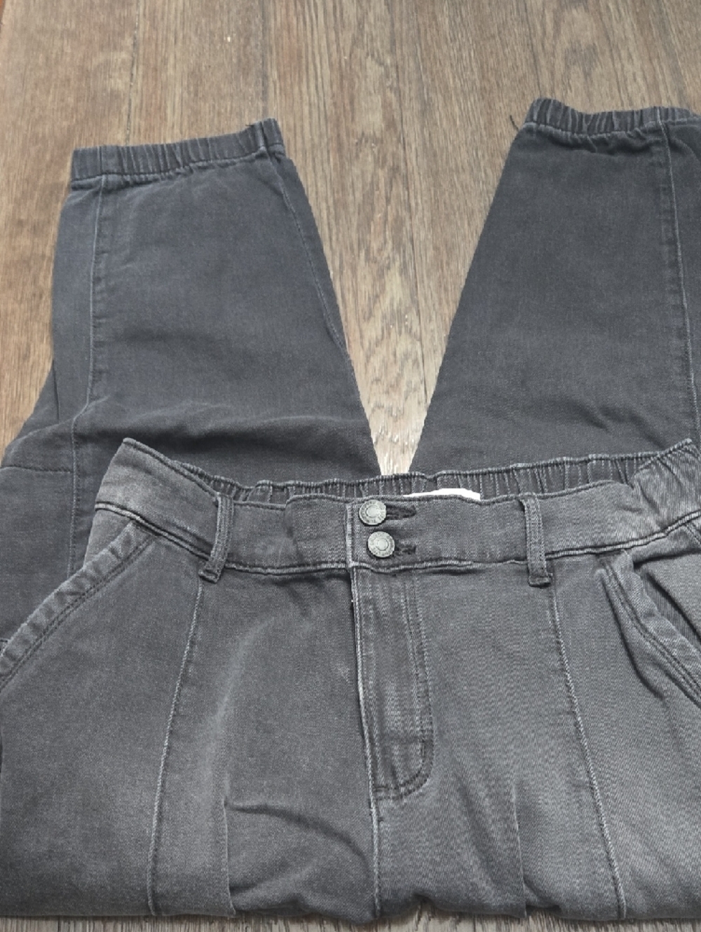 Sonoma Charcoal Cropped Pants with Button Waist - Picture 2 of 9